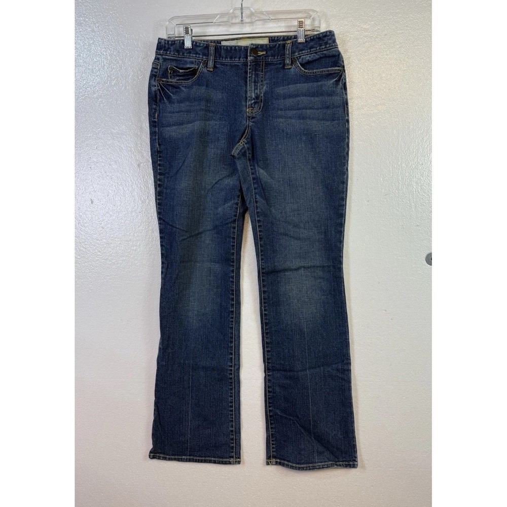 LOFT Ann Taylor Curvy Boot Jeans Sz 8 Stretch Denim Med Wash Grunge Hipster